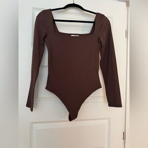 Aritzia Babaton Chocolate Long Sleeve Bodysuit